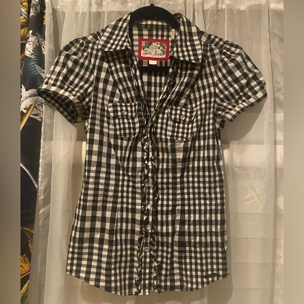 Guess snap down checkered shirt